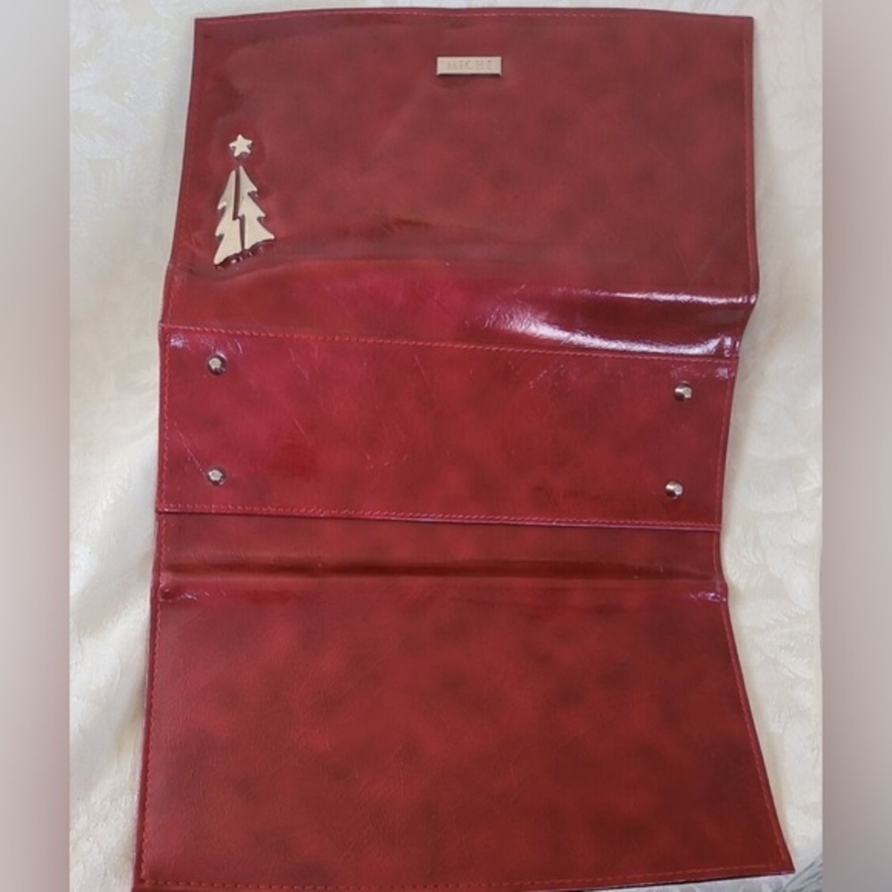 MICHE CLASSIC BASE NWOT PURSE SHELL SKIN RED‎ FAUX LEATHER 11IN X 19IN w/ tree - Picture 5 of 9